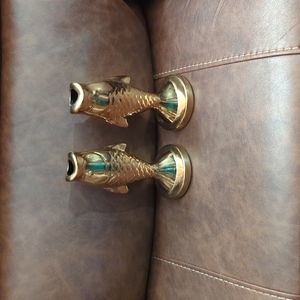 Sleep With The Fishes gold/brass candleholder set